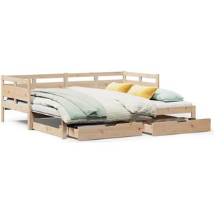 vidaXL Slaapbank met onderschuifbed en lades zonder matras 90x190 cm