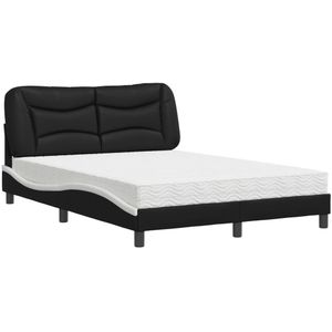 vidaXL Bed met matras kunstleer zwart en wit 140x190 cm
