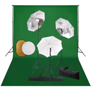 vidaXL Fotostudioset met lampen, paraplu's, achtergrond en reflector