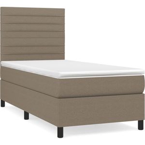 vidaXL Boxspring met matras stof taupe 80x200 cm