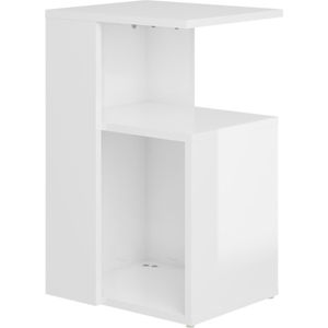 vidaXL Bijzettafel 36x30x56 cm bewerkt hout hoogglans wit