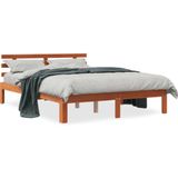 vidaXL Bedframe met hoofdbord massief grenenhout wasbruin 120x190 cm