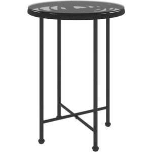 vidaXL Eettafel Ø55 cm gehard glas en staal zwart