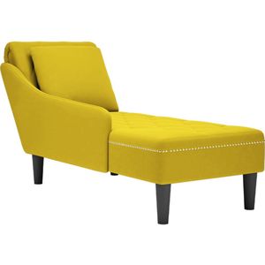 vidaXL Chaise longue met kussen en rechterarmleuning fluweel geel