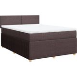 vidaXL Boxspring met matras stof donkerbruin 160x200 cm