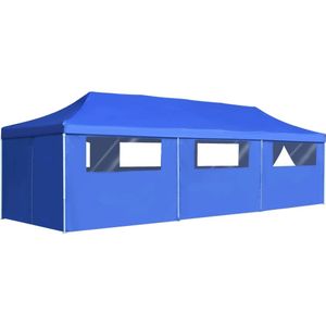 vidaXL Vouwtent pop-up met 8 zijwanden 3x9 m blauw