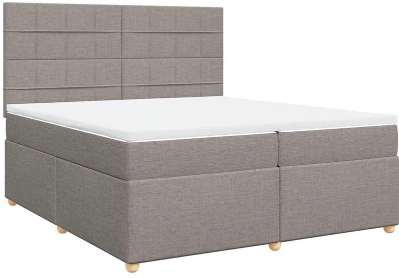 vidaXL Boxspring met matras stof taupe 200x200 cm