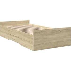 vidaXL Bedframe met lades bewerkt hout sonoma eikenkleurig 90x190 cm