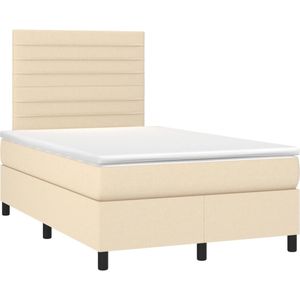 vidaXL Boxspring met matras stof crèmekleurig 120x190 cm