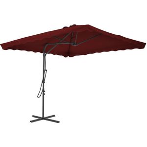 vidaXL Parasol met stalen paal 250x250x230 cm bordeauxrood