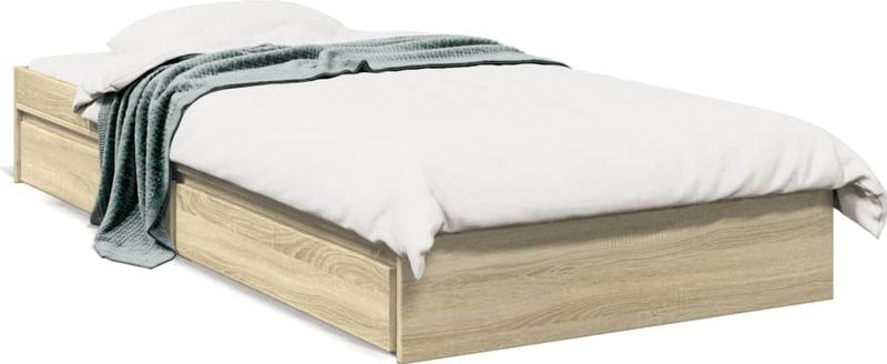 vidaXL Bedframe met lades bewerkt hout sonoma eikenkleurig 90x190 cm