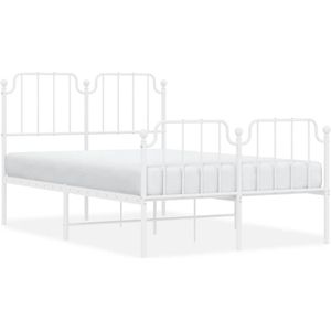 vidaXL-Bedframe-met-hoofd--en-voeteneinde metaal-wit-120x190-cm