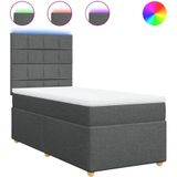 vidaXL - Boxspring - met - matras - stof - donkergrijsx190 - cm