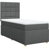vidaXL - Boxspring - met - matras - stof - donkergrijsx190 - cm