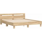 vidaXL Bedframe met hoofdbord sonoma eikenkleurig 160x200 cm