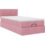 vidaXL Ottoman bed met matras 90x190cm fluweel roze