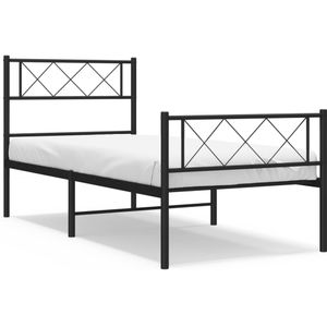 vidaXL Bedframe met hoofd- en voeteneinde metaal zwart 100x190 cm