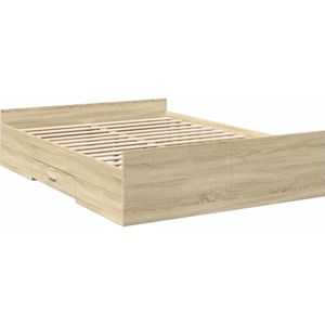 vidaXL Bedframe met lades bewerkt hout sonoma eikenkleurig 120x190 cm