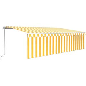 vidaXL Luifel handmatig uittrekbaar met rolgordijn 5x3 m geel en wit