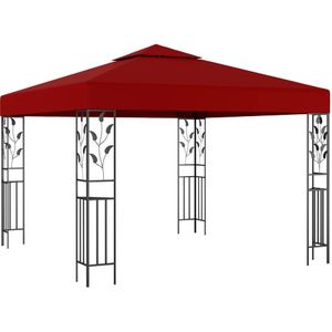 <p>Voeg schaduw en privacy toe aan je buitenruimte met dit prieel! Het tuinhuisje is gemaakt van een stevige, stalen constructie met een duurzame en roestbestendige poedercoating. De luifel, voorzien van ventilatie, zorgt ervoor dat zon en regen geen spelbreker zijn tijdens familiebijeenkomsten, barbecues, middagpicknicks en verjaardagsfeestjes.</p>
<p>De luifel is gemaakt van hoogwaardig materiaal met een PA-coating, die schadelijke stralen blokkeert. Het prieel heeft verstevigde hoeken en klittenband waarmee het doek gemakkelijk aan het frame kan worden bevestigd. Let op: dit prieel is niet ontworpen als permanent gebouw in de tuin of voor gebruik tijdens extreme weersomstandigheden.</p>
<ul>
  <li>Kleur: wijnrood</li>
  <li>Materiaal: staal en stof met PA-coating (100% polyester)</li>
  <li>Afmetingen: 3 x 3 x 2,5 m (L x B x H)</li>
  <li>UV-bestendig</li>
  <li>Dubbel dak voor goede luchtcirculatie</li>
  <li>Frame met sierlijke bloemendetails</li>
</ul>