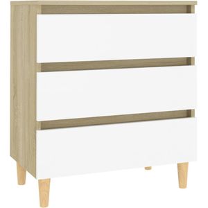 vidaXL Dressoir 60x35x69 cm spaanplaat wit en sonoma eikenkleurig