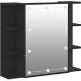 vidaXL Spiegelkast met LED-verlichting 70x16,5x60 cm zwart