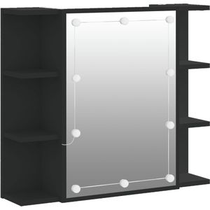 vidaXL Spiegelkast met LED-verlichting 70x16,5x60 cm zwart