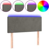 vidaXL Hoofdbord LED 100x5x78/88 cm fluweel donkergrijs