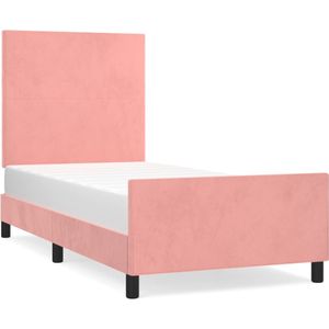 VidaXL Bedframe met Hoofdeinde Fluweel Roze 100x200 cm