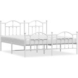 vidaXL Bedframe met hoofd- en voeteneinde metaal wit 180x200 cm