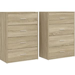 vidaXL Dressoirs 2 st 60x31x84 cm bewerkt hout sonoma eikenkleurig