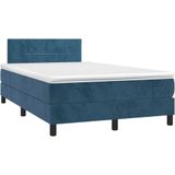 vidaXL Boxspring met matras fluweel donkerblauw 120x190 cm