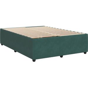 vidaXL Bedframe zonder matras 140x200 cm fluweel donkergroen