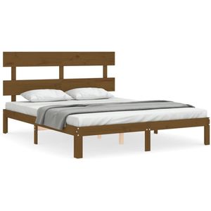 vidaXL Bedframe met hoofdbord hout honingbruin 160x200 cm