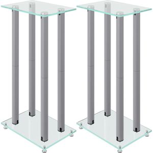 vidaXL-Luidsprekerstandaards-2-st-4-pijlers-gehard-glas-zilverkleurig