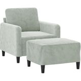 vidaXL Fauteuil met voetenbank 60 cm fluweel lichtgrijs