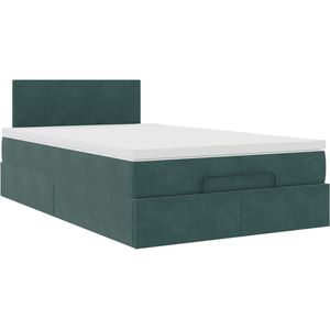 vidaXL Ottoman bed met matras 120x200cm fluweel donkergroen