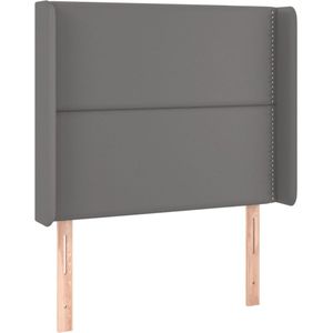 vidaXL Hoofdbord met randen 93x16x118/128 cm kunstleer grijs