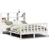 vidaXL Bed met boekenkast zonder matras grenenhout wit 120x200 cm