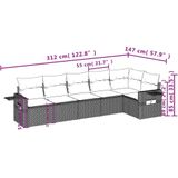 vidaXL 6-delige Loungeset met kussens poly rattan zwart