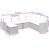 vidaXL - 7-delige - Loungeset - met - kussens - poly - rattan - zwart