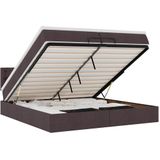 vidaXL Ottoman bed met matras 200x200 cm stof donkerbruin