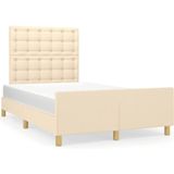 vidaXL Bedframe met hoofdeinde stof crèmekleurig 120x200 cm