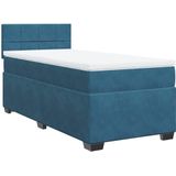 vidaXL Boxspring met matras fluweel donkerblauw 80x200 cm