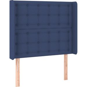 vidaXL Hoofdbord met randen 103x16x118/128 cm stof blauw