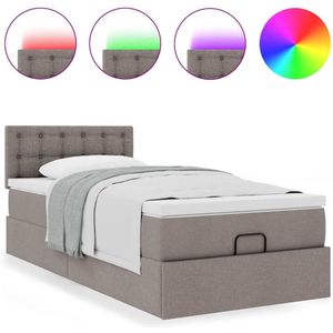 vidaXL Ottoman bed met matras en LED's 80x200cm stof taupe