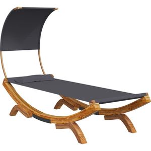 vidaXL Loungebed met luifel 100x200x126 cm gebogen hout antracietkleur