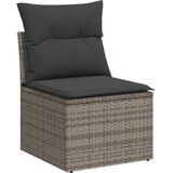 vidaXL - 9-delige - Loungeset - met - kussens - poly - rattan - grijs