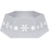 vidaXL Kerstboomrok Ø68x25 cm zilverkleurig en wit