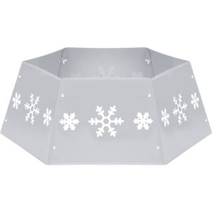 vidaXL Kerstboomrok Ø68x25 cm zilverkleurig en wit